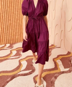 Ulla Johnson Midi Jurk Olina Bordeaux