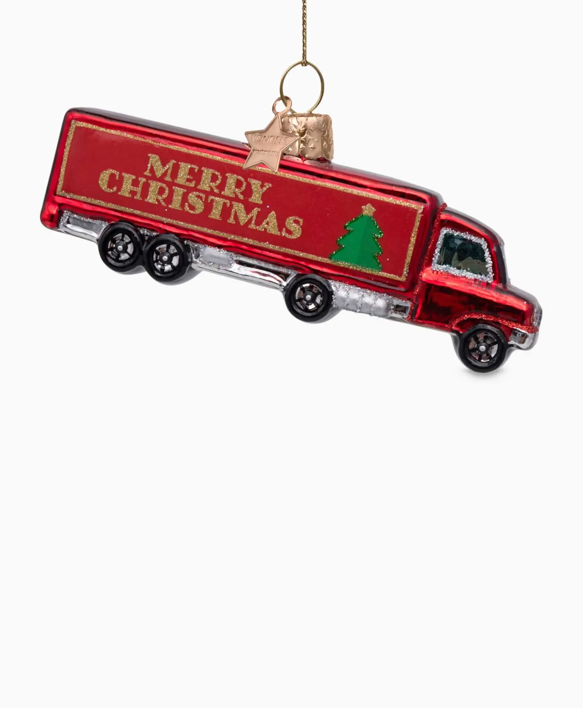 Vondels Vondels Kerstbal Christmas Truck Rood