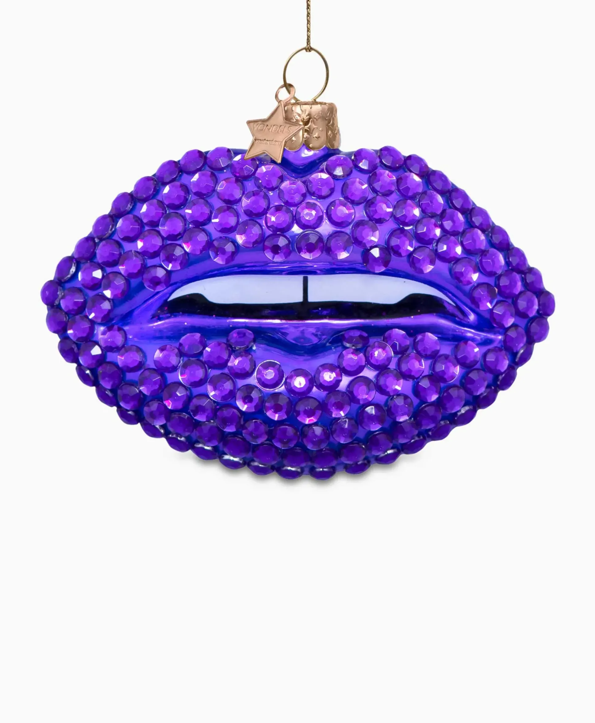Vondels Vondels Kerstbal Lippen Paars