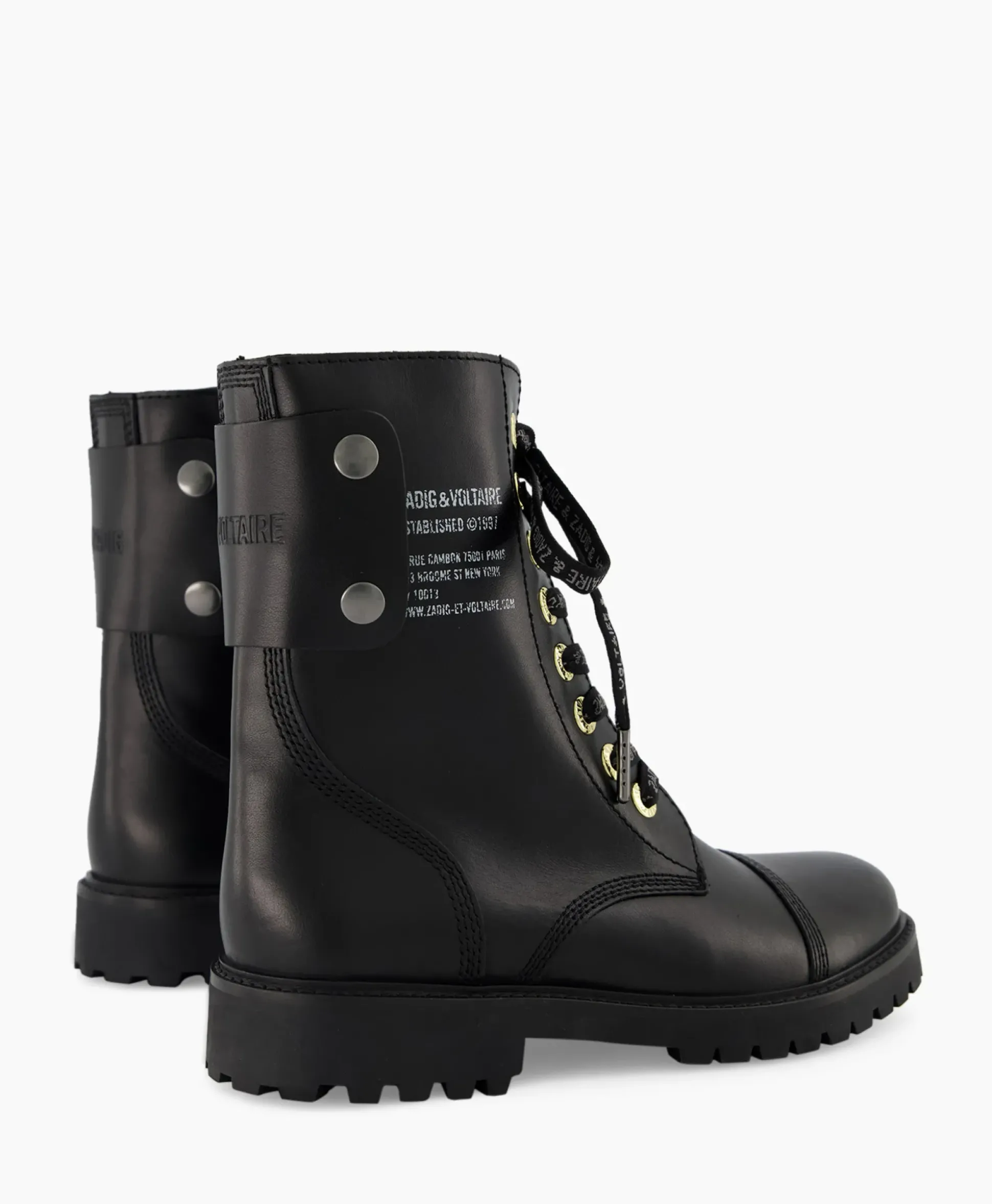 Zadig & Voltaire Enkellaars Joe Smooth Cowskin + Side Prin Zwart