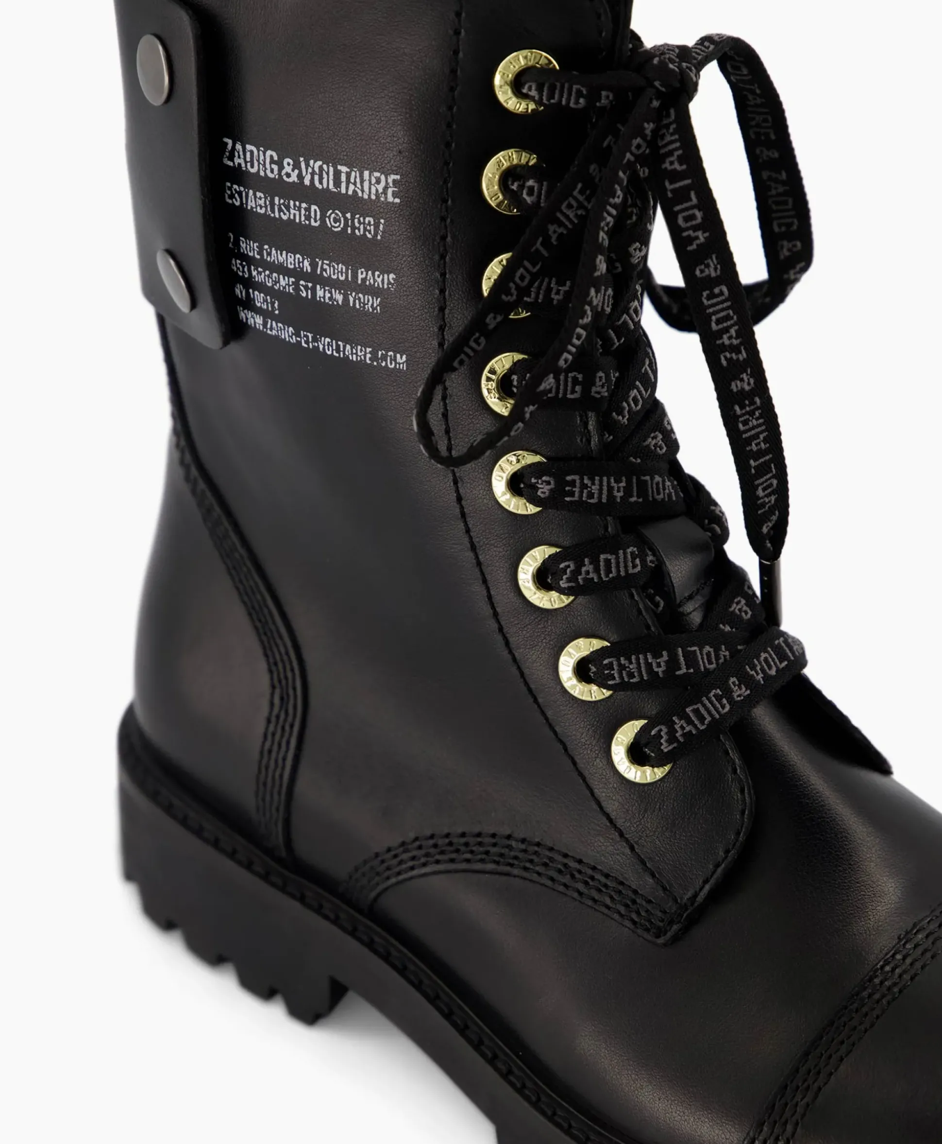 Zadig & Voltaire Enkellaars Joe Smooth Cowskin + Side Prin Zwart