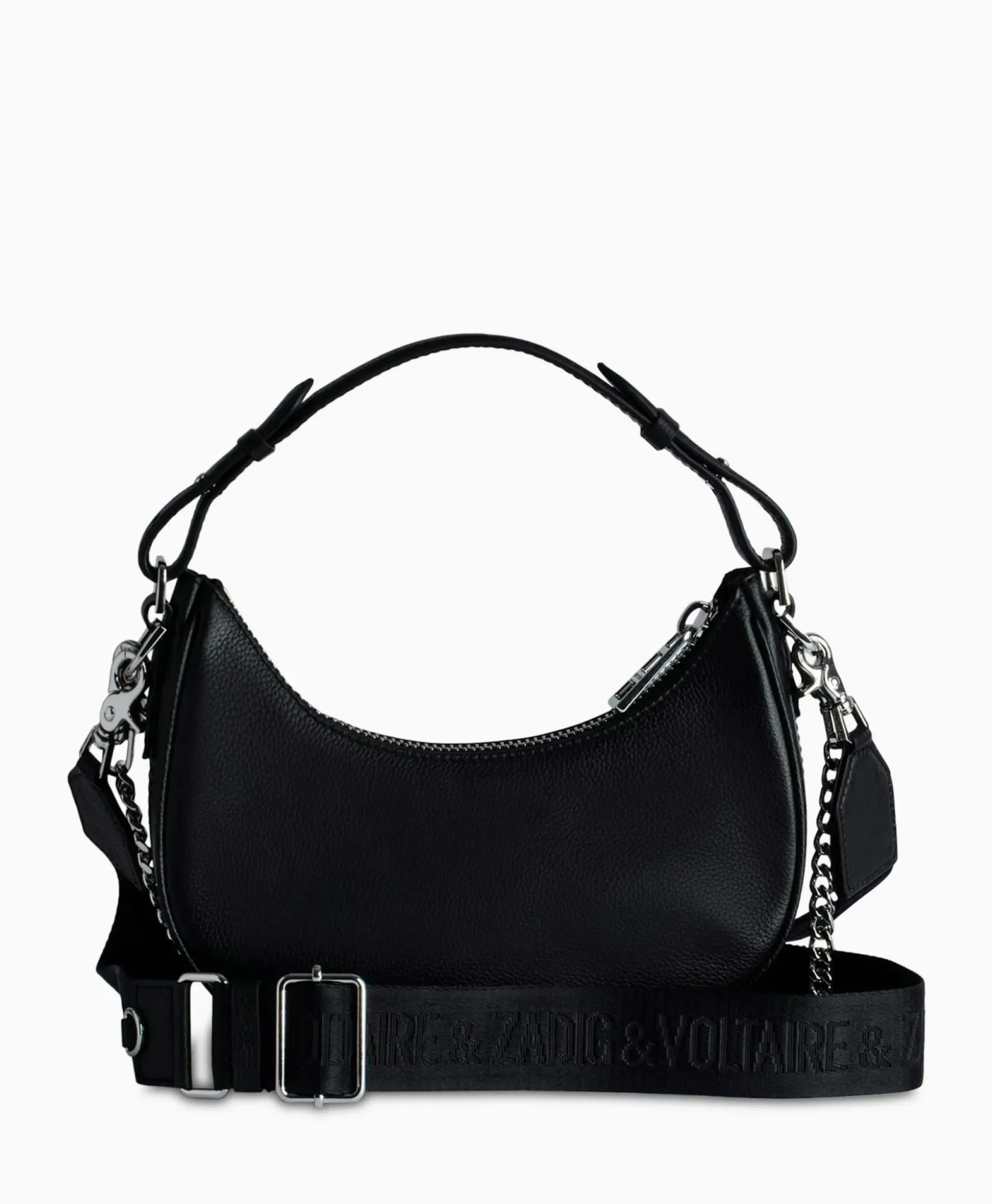 Zadig & Voltaire Schouder / Hand Tas Moonrock Grained Leather Zwart