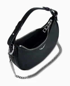 Zadig & Voltaire Schouder / Hand Tas Moonrock Grained Leather Zwart