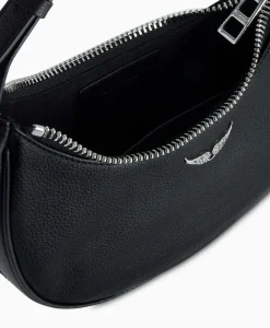 Zadig & Voltaire Schouder / Hand Tas Moonrock Grained Leather Zwart