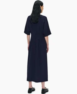 Zenggi Maxi Jurk Flowy Waisted Donker Blauw