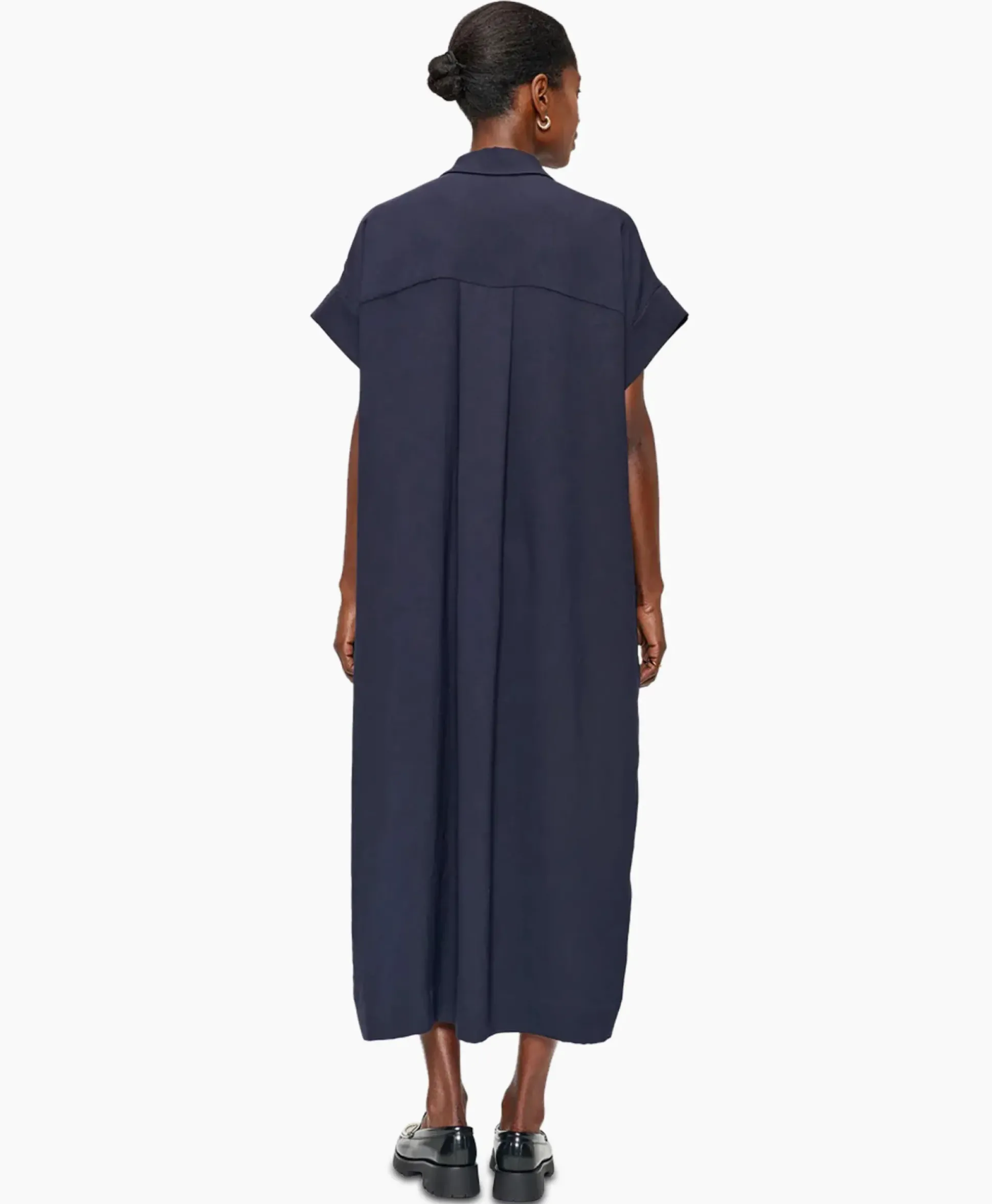Zenggi Maxi Jurk Fluid Shirt Donker Blauw