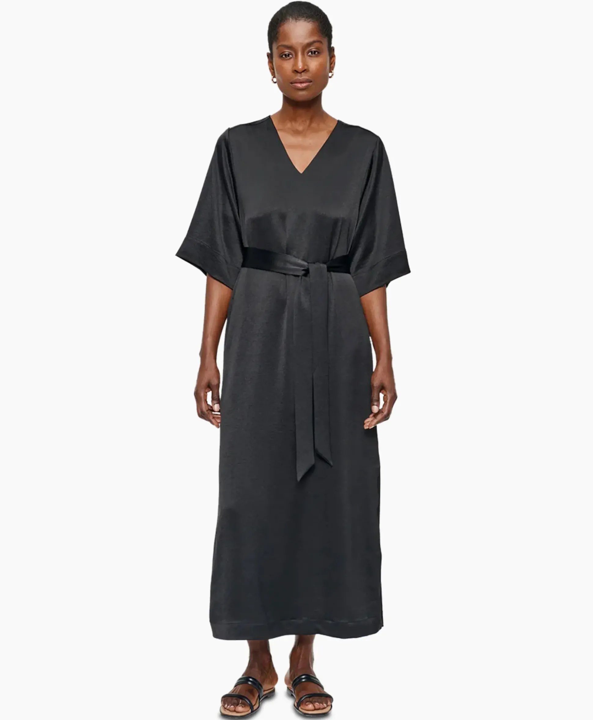 Zenggi Maxi Jurk Satin T-Shirt Zwart
