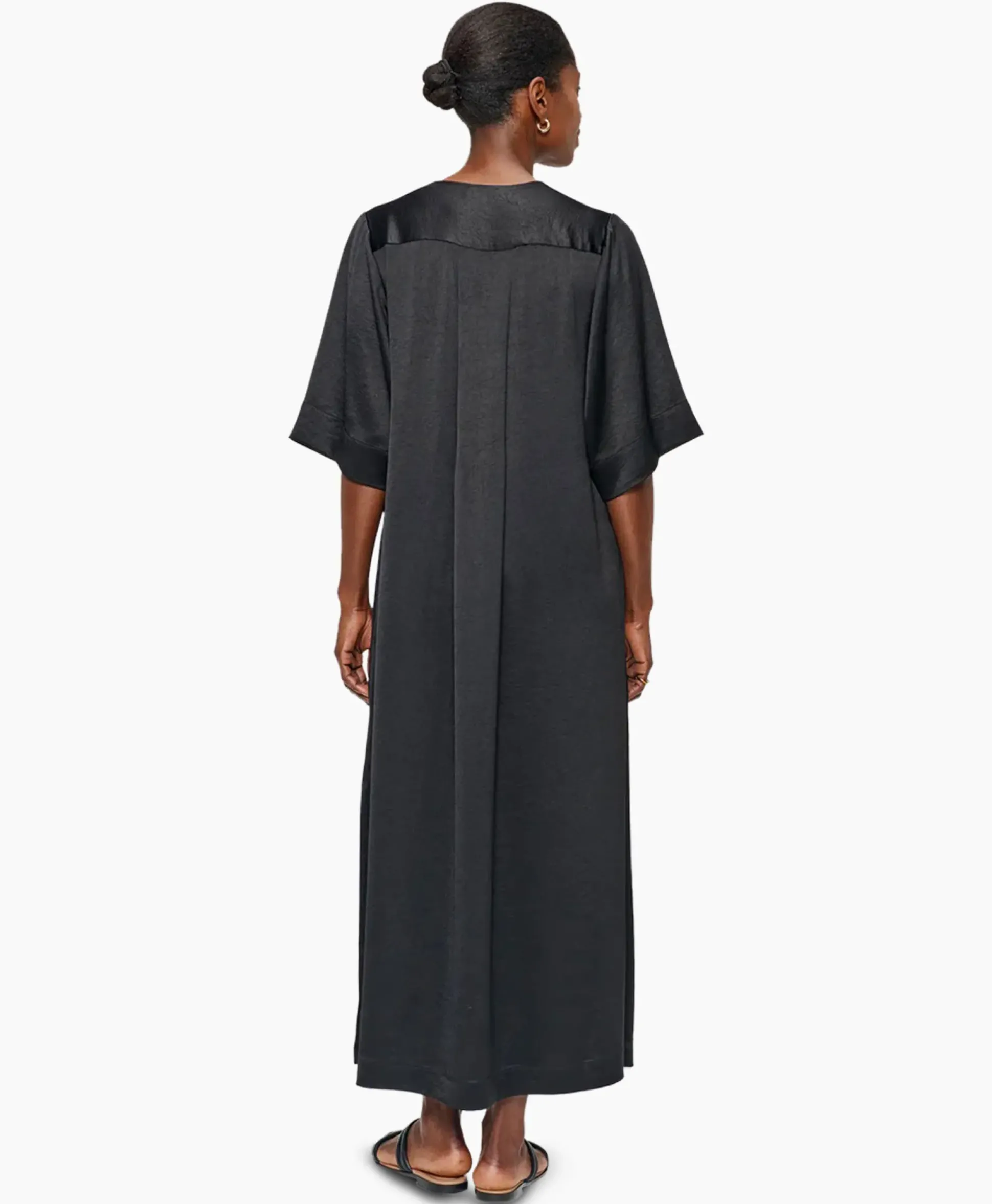 Zenggi Maxi Jurk Satin T-Shirt Zwart