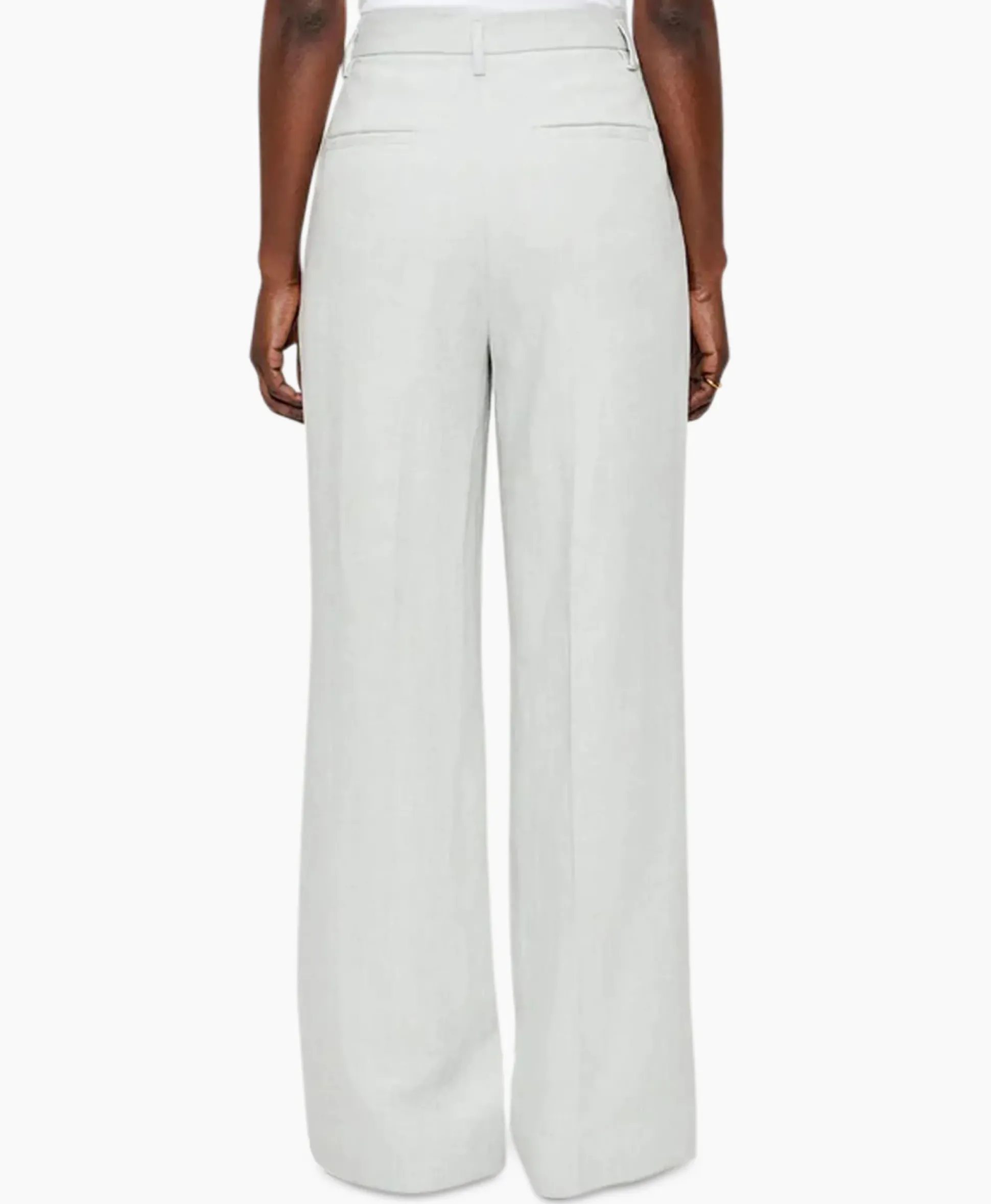 Zenggi Pantalon Melange Linnen Wide Leg Grijs