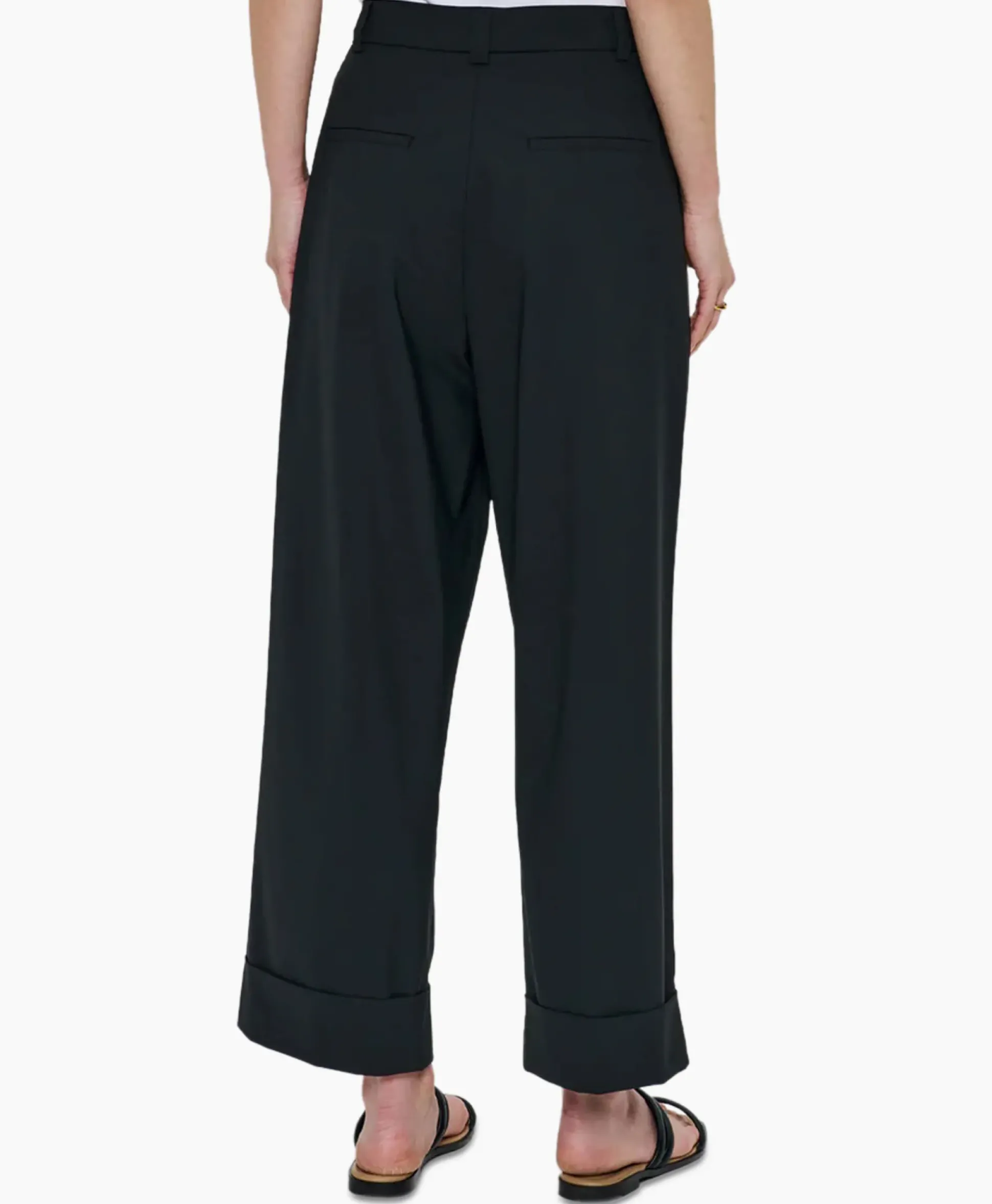 Zenggi Pantalon Tropical Wool Straight Zwart