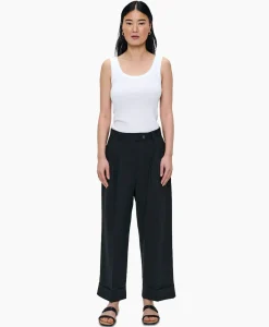 Zenggi Pantalon Tropical Wool Straight Zwart