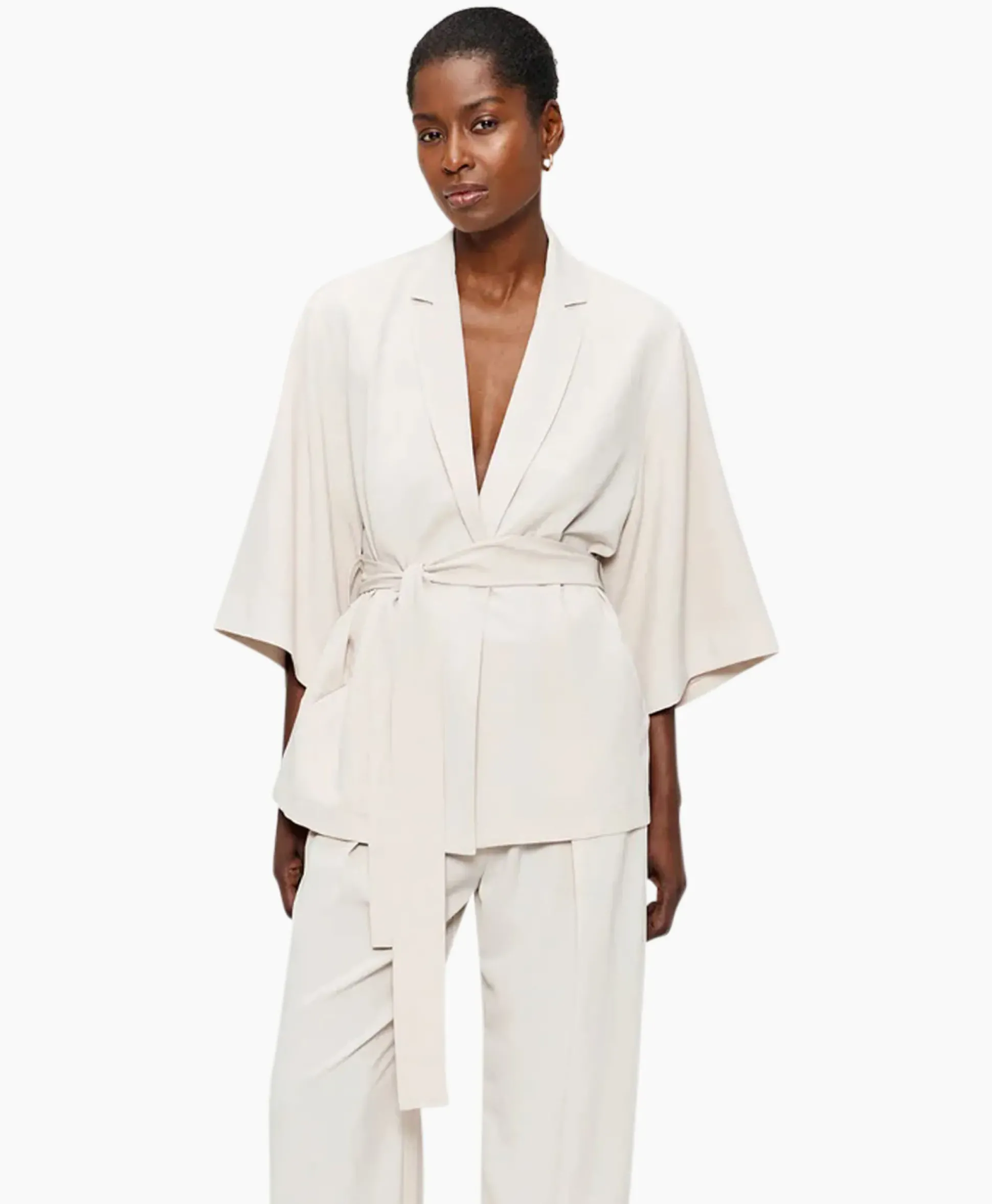 Zenggi Vest Japanse Crepe Kimono Off White