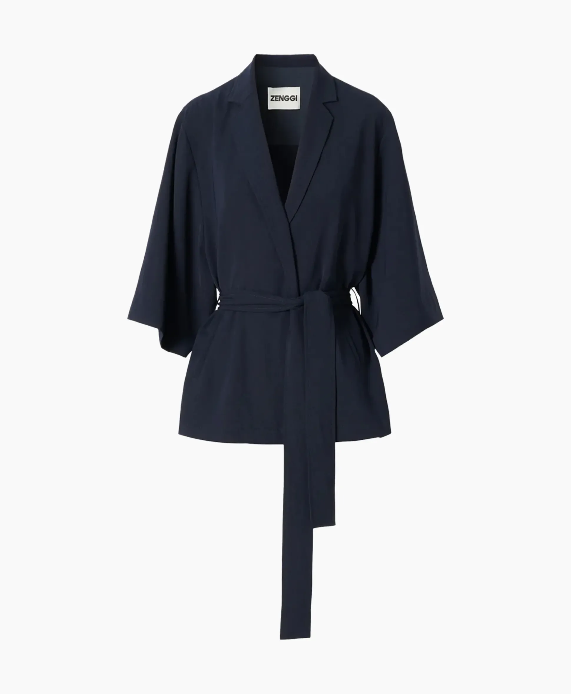 Zenggi Vest Japanse Crepe Kimono Donker Blauw