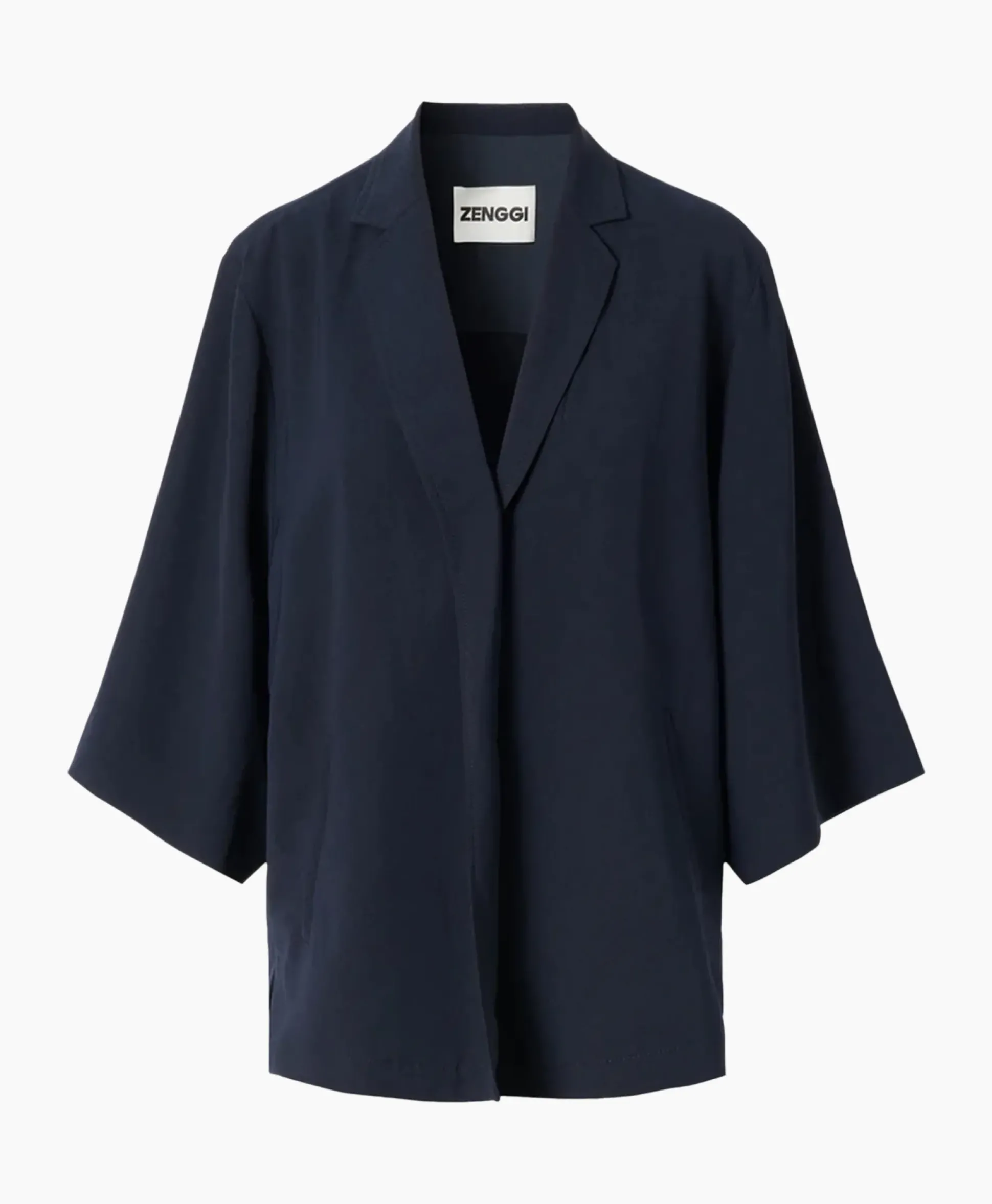 Zenggi Vest Japanse Crepe Kimono Donker Blauw