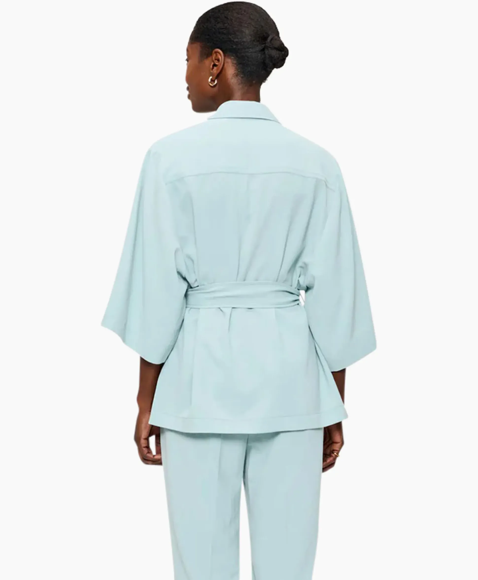 Zenggi Vest Japanse Crepe Kimono Licht Groen